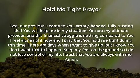 Hold Me Tight Prayer (Prayer for Financial Stability)