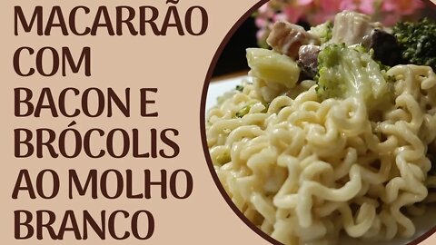 Como fazer macarrão com bacon e brócolis ao molho branco.