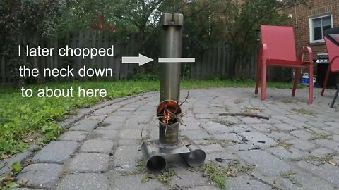 Scrap metal rocket stove so tiny