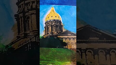 Iowa Capitol ink on thermal printed photo