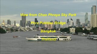 View from Chao Phraya Sky Park at Phra Pokklao Bridge in Bangkok Thailand