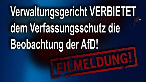 +++ EILMELDUNG: Verwaltungsgericht VERBIETET dem Verfassungsschutz die Beobachtung der AfD! +++