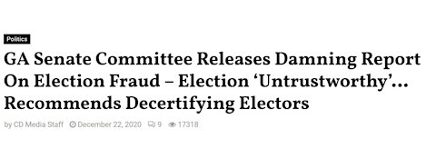 Huge! GA Senate recommends to DECERTIFY Electors.