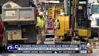 Gas main break in Pikesville