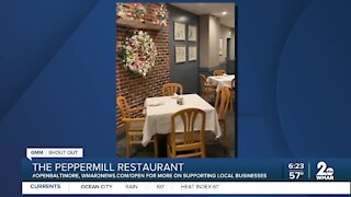 The Peppermill Restaurant in Lutherville says "We're Open Baltimore!"
