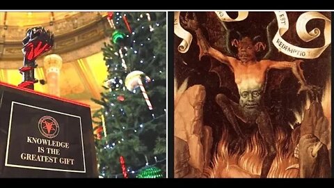 Satan’s Showing Off His Forbidden Fruit Inside Illinois Capitol Building, Next to Christmas Tree