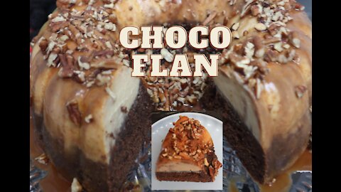 Chocoflan?rich chocolate cake stacked with creamy vanilla flan