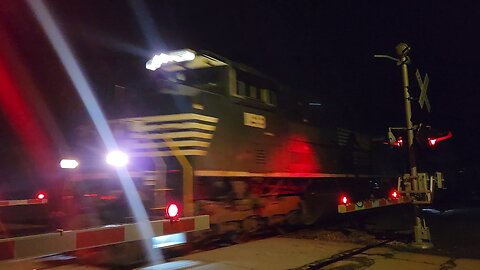 NS SD70ACE 1198 leads 3606 and 30t south on a midnight run