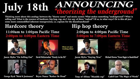 Theorizing Underground Hardcore and Hip Hop, Mini Conference ANNOUNCEMENT | Ft. Jason Myles & Nance