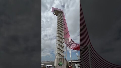 (WAIT FOR IT) Watermelon Chunk Near-Miss With Ross Chastain Drop at COTA Tower