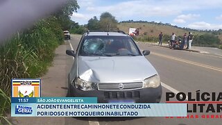 São João Evangelista: Acidente entre Caminhonete Conduzida por Idoso e Motoqueiro Inabilitado.