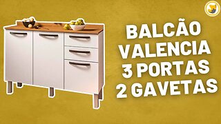 Balcão Valencia 3 Portas 2 Gavetas para Cozinha Salleto