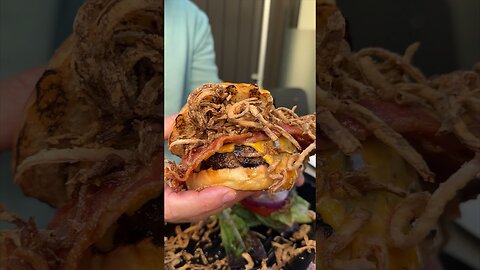 Do you love fried onions? CHEDDAR CHEESEBURGER DEVILLE from Mark’s Off Madison in NYC