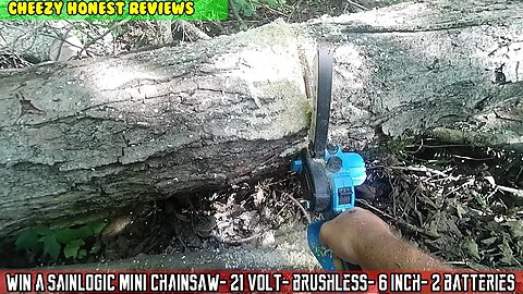 WIN A FREE Sainlogic Mini Chainsaw. 21 volt brushless, 6 Inch cut, 2 batteries, adjustable head