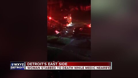 Woman stabbed to death while medic nearby on Detroit's east side