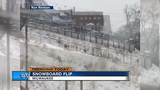 Snowboarder does flip in Milwaukee park