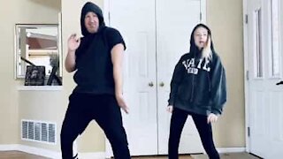 Dad and daughter brighten up quarantine with dance routine