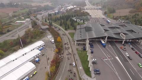 Drone footage shows refugees passing through Slovenian-Austrian border