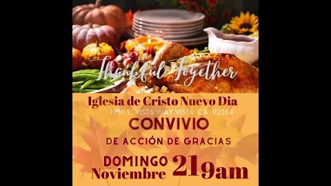 Convivio de Acción de Gracias domingo 21 de noviembre.