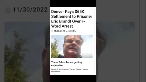 [Full Screen] Denver Pays $65K Settlement to Prisoner Eric Brandt Over F-Word Arrest #freeericbrandt