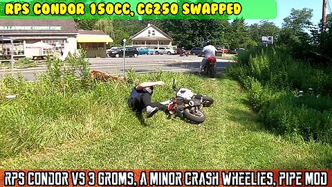 (E14) 223cc RPS Condor VS Honda Grom's. Which is faster? Small crash and I quiet the muffler a bit.