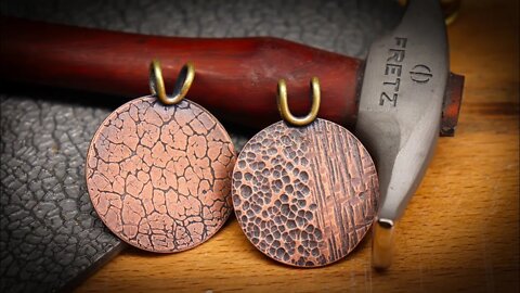 Simple hammered copper pendant with easy brass bail