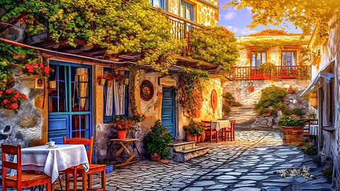 Italy Outdoor Coffee Shop Ambience - Latin Cafe | Bossa Nova Music for Positive Mood, Happy Morning