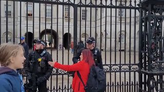 The King's guard shouts at tourist she complaines to the police. how rude #horseguardsparade