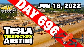 CATHODE AREA ABOUT TO GO VERTICAL AT GIGA TEXAS!-Tesla Gigafactory Austin 4K Day 696 -6/18/22-Tesla