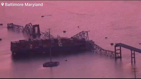 Aerial view of the damage to the #FrancisScottKeyBridge in #Baltimore.