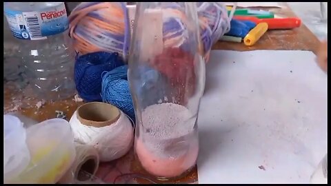 Making a color vase for my home with salt and chalk - Children's festival artisan