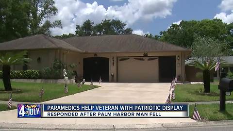 Paramedics help veteran with patriotic display