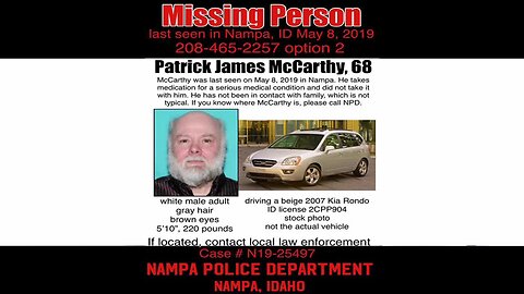 Nampa Police searching for man missing since last week