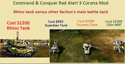Red Alert 3: Corona mod - Rhino tank versus other faction's main battle tank