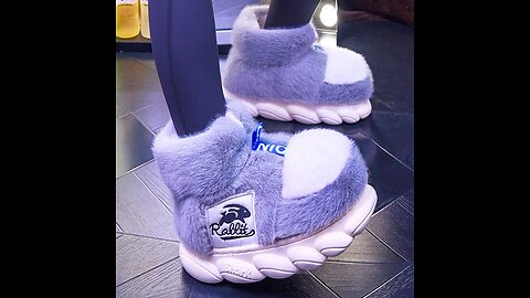 2023 Women's Winter Warm Shoes Plush Lining Indoor Slippers Couples Platform Heel