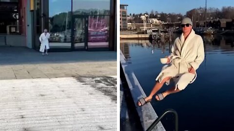 Man sliding on the road without skating and fell into river like a boss