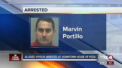 Man arrested for voyeurism at pizza restaurant