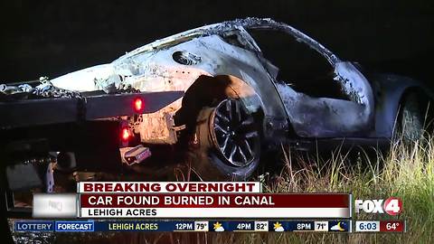 Deputies investigate burned car in Lehigh Acres canal