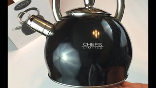 Black Stainless Steel 2.75 Quart Whistling Tea Kettle by Chefs Limited review