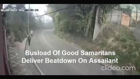 BUSLOAD OF GOOD SAMARITANS DELIVER BEATDOWN ON ASSAILANT