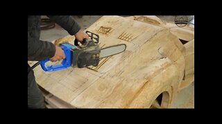 Wood Carving And Shaping The Exterior Of The Bugatti Super Car