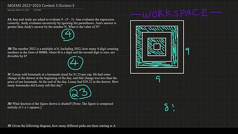 MOEMS | 2022~2023 | Contest 3 | Division E | Answers & Solutions