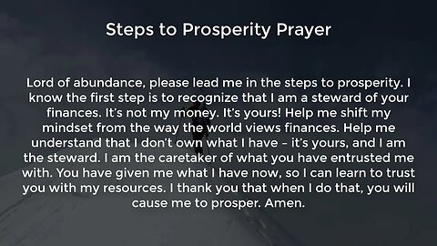 Steps to Prosperity Prayer (Prayer for Success and Prosperity in Business)