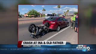Crash involving motorcycle slows traffic near Ina and Oldfather
