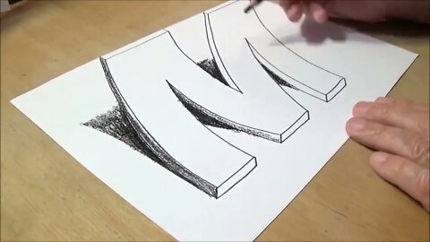 How to Draw 3D Letter M - Drawing with pencil - Awesome Trick Art.