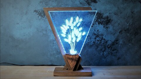 Decorative Epoxy Lamp With Bunny Tail Grass | Epoxy Resin Art