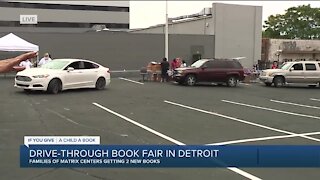 Drive-through book fair in Detroit