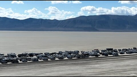 Drone video shows large caravan trying to leave Burning Man