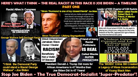 THIS IS WHAT I THINK – THE REAL RACIST IN THIS RACE IS JOE BIDEN – A TIMELINE - PART ONE