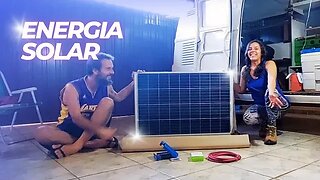 Instalando o painel solar na kombi motorhome